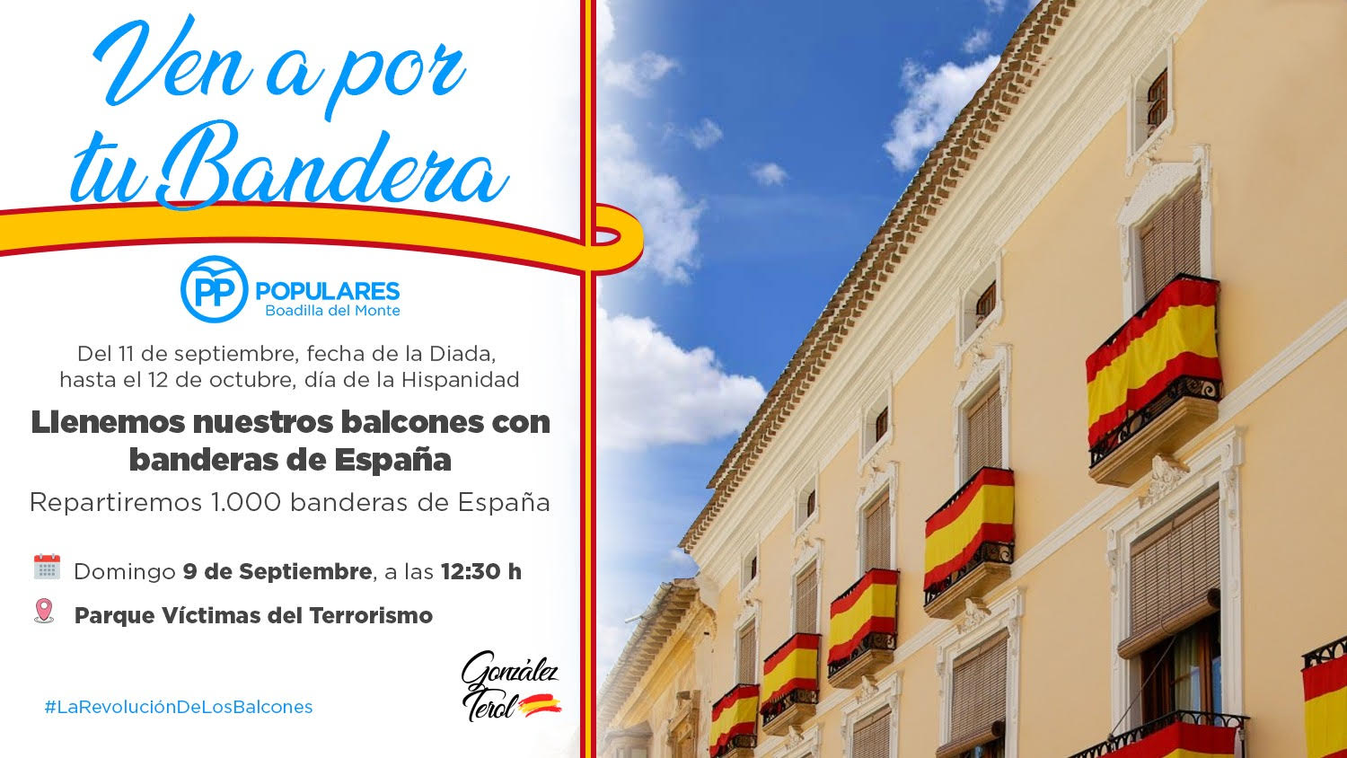 El PP de Boadilla anima a los vecinos a llenar los balcones de banderas de España en defensa de la unidad nacional